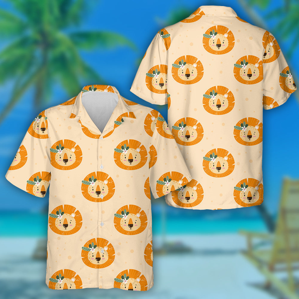 Cute Adorable Lion And Flowers On Head Hawaiian Shirt, Hawaiian Shirt Gift, Christmas Gift