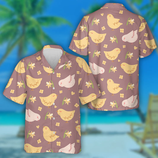 Boho Easter Baby Chicken Flowers Hawaiian Shirt, Hawaiian For Gift