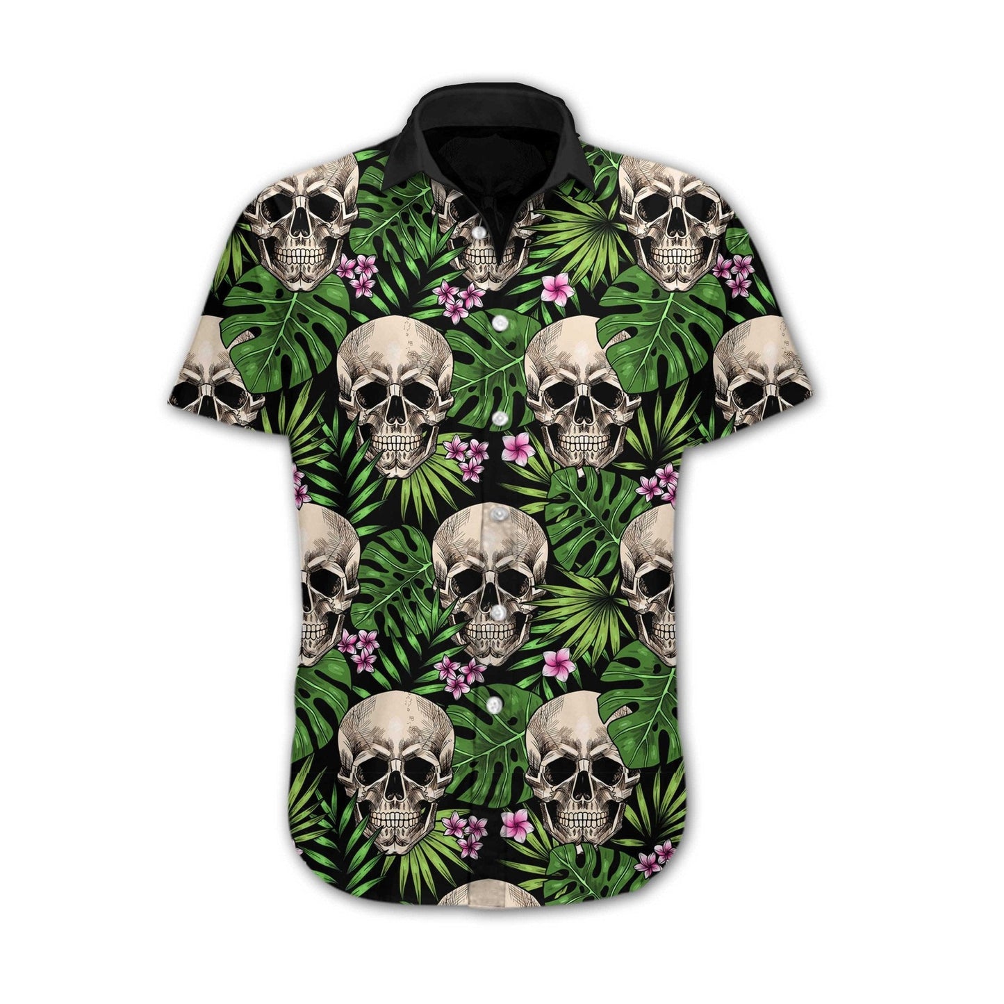 Cool Skull Tropical Leaves Design Hawaiian Shirt,Hawaiian Shirt Gift, Christmas Gift