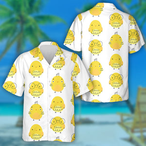 Adorable Little Yellow Chicken On White Background  Hawaiian Shirt, Hawaiian Shirt Gift, Christmas Gift