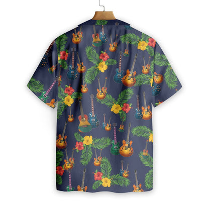 Flower And Guitar Seamless Background Design Hawaiian Shirt,Hawaiian Shirt Gift, Christmas Gift