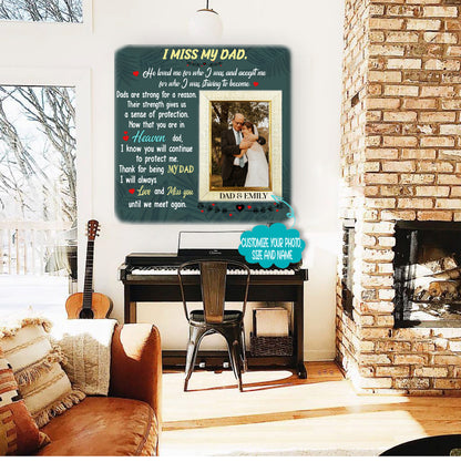 I miss you dad Remembrance Picture Frame or Memorial Gift Idea, Grandmother, Grandfather, Grandparents,