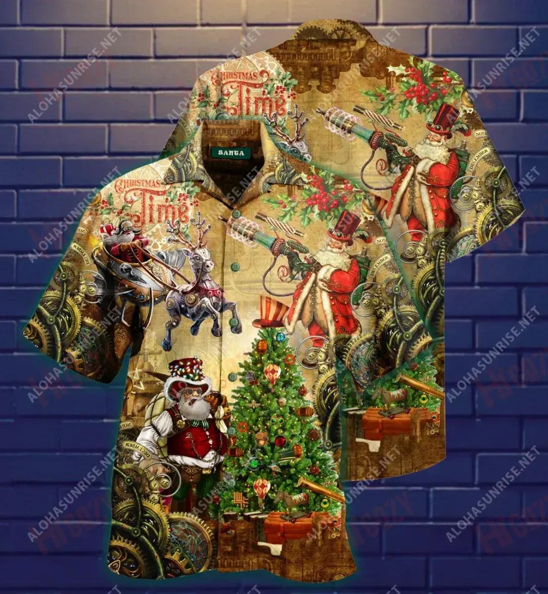 Steampunk Christmas Short Short Sleeve Shirt Hobbies Hawaiian T Shirts Best Hawaiian Shirts Hawaiian Shirts For Women, Hawaiian Shirt Gift, Christmas Gift