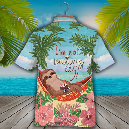 Sloth I'm Not Waiting Til Pattern Hawaiian Shirt,Hawaiian Shirt Gift, Christmas Gift