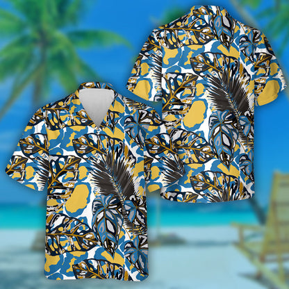 Wild Animals Leopard With Summer Tropical Leaf Hawaiian Shirt, Hawaiian Shirt Gift, Christmas Gift