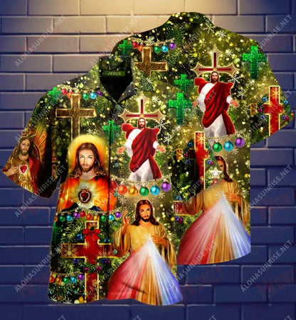 Christmas Is All About Jesus Unisex Short Hawaiian Shirt Vacation Hawaiian T Shirts Tropical Shirts For Men Hawaiian Shirts For Men, Hawaiian Shirt Gift, Christmas Gift
