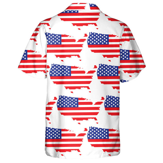 United States Of America Flag Map On White Background Hawaiian Shirt, Hawaiian Shirt Gift, Christmas Gift