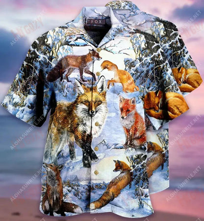 Stay Clever Little Fox Short Hawaiian Shirt Vacation Hawaiian T Shirts Tropical Shirts For Men Funny Hawaiian Shirts, Hawaiian Shirt Gift, Christmas Gift