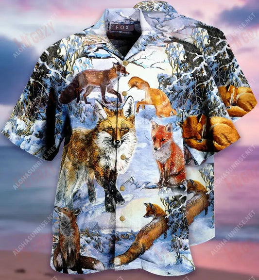 Stay Clever Little Fox Short Hawaiian Shirt Vacation Hawaiian T Shirts Tropical Shirts For Men Funny Hawaiian Shirts, Hawaiian Shirt Gift, Christmas Gift