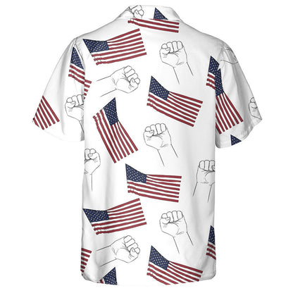 Proud Flag Of America And Sketch Hand Pattern Hawaiian Shirt, Hawaiian Shirt Gift, Christmas Gift
