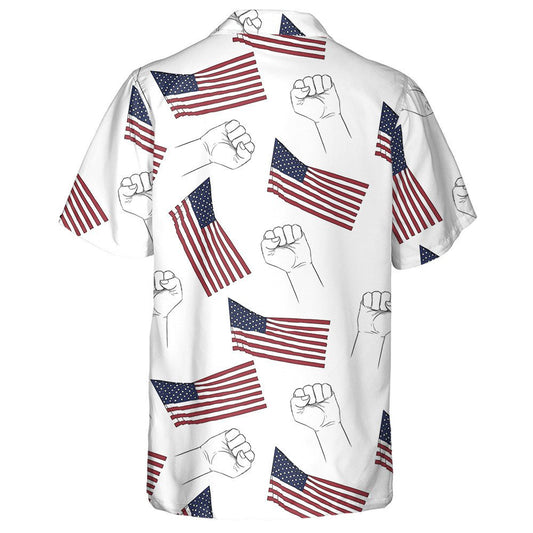 Proud Flag Of America And Sketch Hand Pattern Hawaiian Shirt, Hawaiian Shirt Gift, Christmas Gift