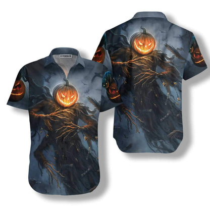 Cat With Pumpkin Monster Halloween Colorful Hawaiian Shirt, Hawaiian For Gift