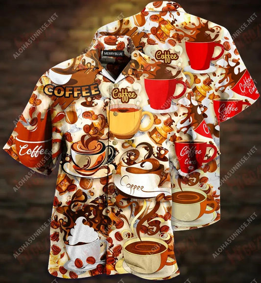 Everything Gets Better With Coffee Unisex Hawaiian Shirt Hobbies Short Sleeve Best Hawaiian Shirts Hawaiian Shirt Pattern Hawaiian Shirt Gift, Christmas Gift