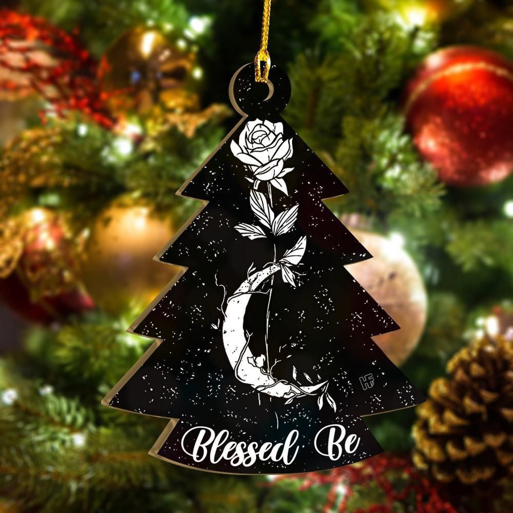 Blessed Be Moon Rose Wicca Ornament, Christmas Ornament Gift, Christmas Gift, Christmas Decoration