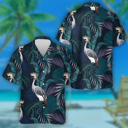 Tropical Night Wild With Birds And Tropical Tree Hawaiian Shirt, Hawaiian Shirt Gift, Christmas Gift