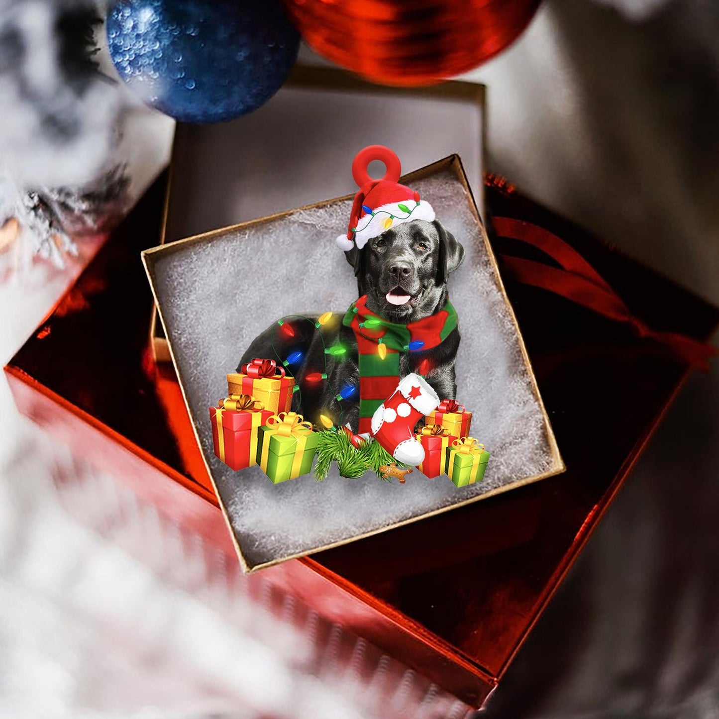Black Labrador Light Christmas Shape Ornament, Christmas Ornament Gift, Christmas Gift, Christmas Decoration