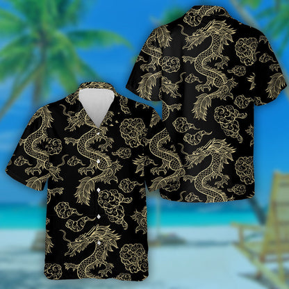 Traditional Chinese Dragon Flying In Clouds Hawaiian Shirt,Hawaiian Shirt Gift, Christmas Gift