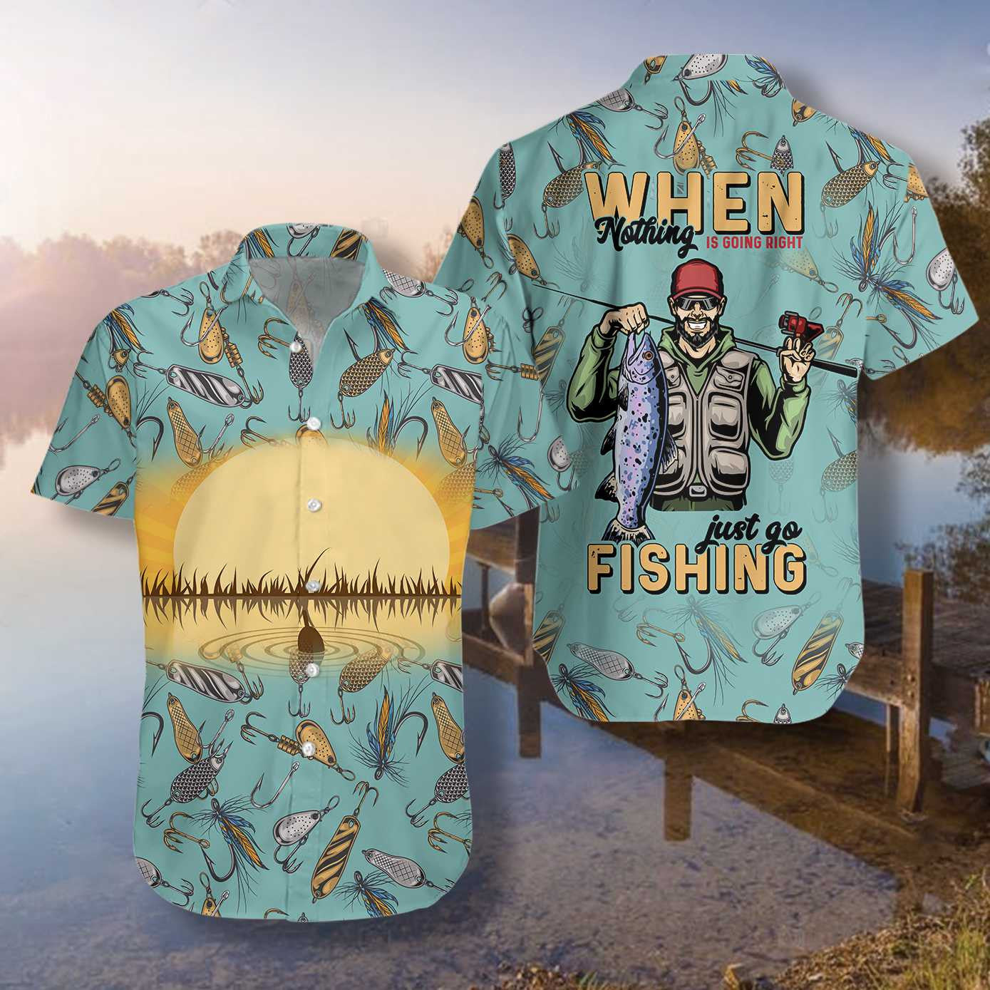 Design Hawaiian Shirt When Nothing Is Going Right Go Fishing, Hawaiian Shirt Gift, Christmas Gift