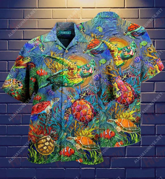 Have A Turtley Awesome Day Short Hawaiian Shirt Vacation Tropical Shirts Vintage Hawaiian Shirts Funny Hawaiian Shirts, Hawaiian Shirt Gift, Christmas Gift