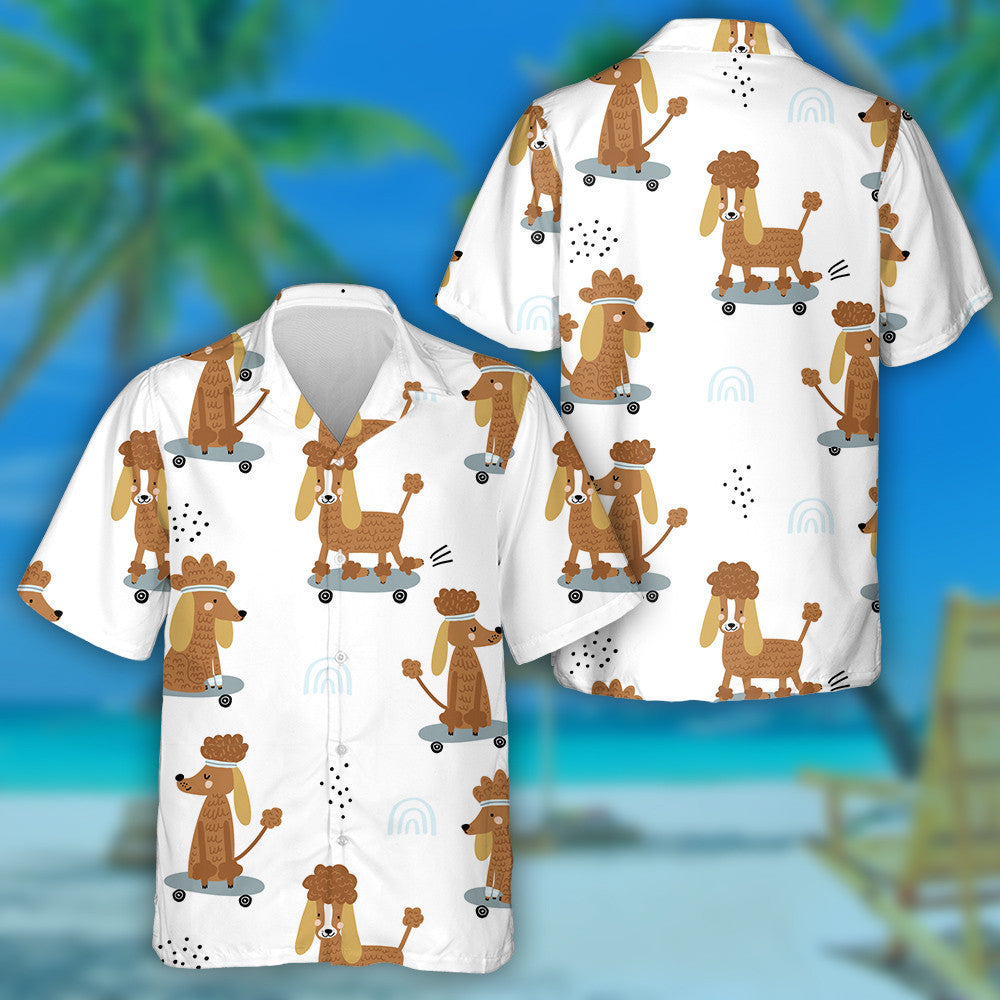 Funny Poodles Dog On Skateboards Trendy Hawaiian Shirt,Hawaiian Shirt Gift, Christmas Gift