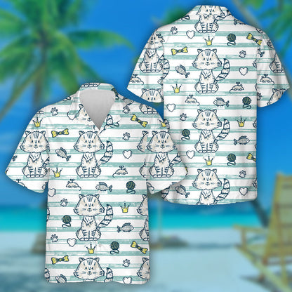 Hand Drawn Doodle Cat And Accessories For Pets Hawaiian Shirt, Hawaiian Shirt Gift, Christmas Gift