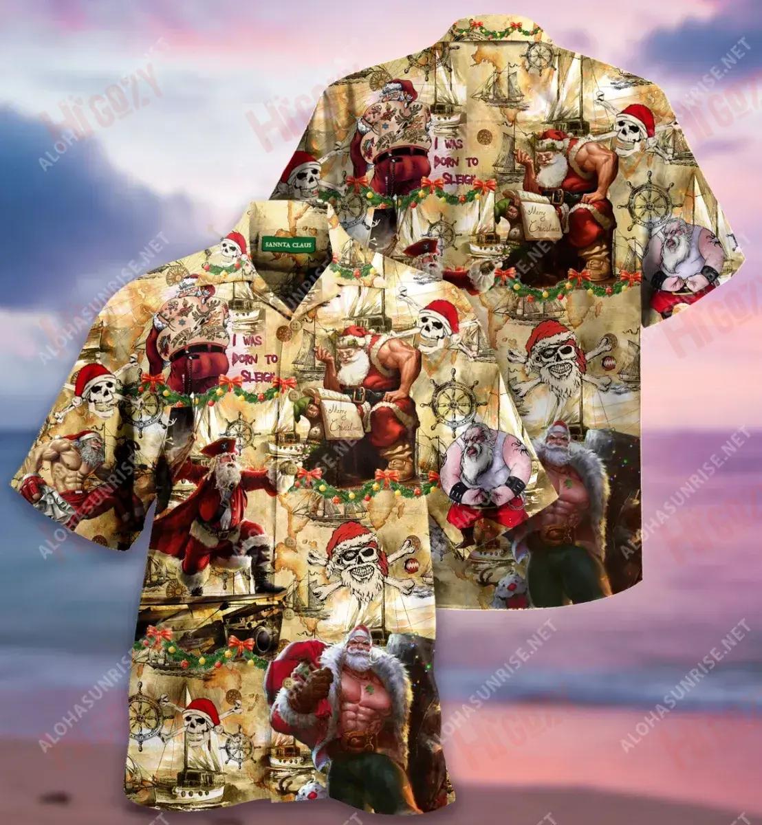 Pirate Santa Claus Maaarghy Christmas Short Hawaiian Shirt Hobbies Short Sleeve Best Hawaiian Shirts Hawaiian Shirts For Men, Hawaiian Shirt Gift, Christmas Gift