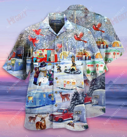 Camping Before Christmas Short Short Sleeve Shirt Summer Hawaiian T Shirts Tactical Hawaiian Shirt Hawaiian Shirts For Women, Hawaiian Shirt Gift, Christmas Gift