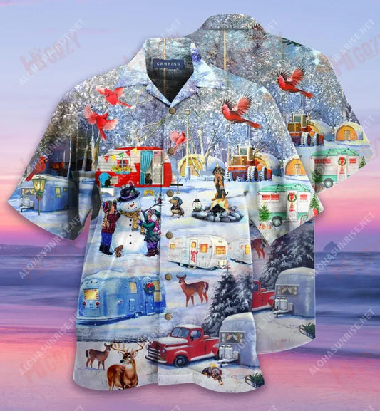 Camping Before Christmas Short Short Sleeve Shirt Summer Hawaiian T Shirts Tactical Hawaiian Shirt Hawaiian Shirts For Women, Hawaiian Shirt Gift, Christmas Gift