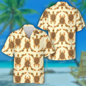 Summer Colored Turtle On Beach Doodle Hawaiian Shirt,Hawaiian Shirt Gift, Christmas Gift