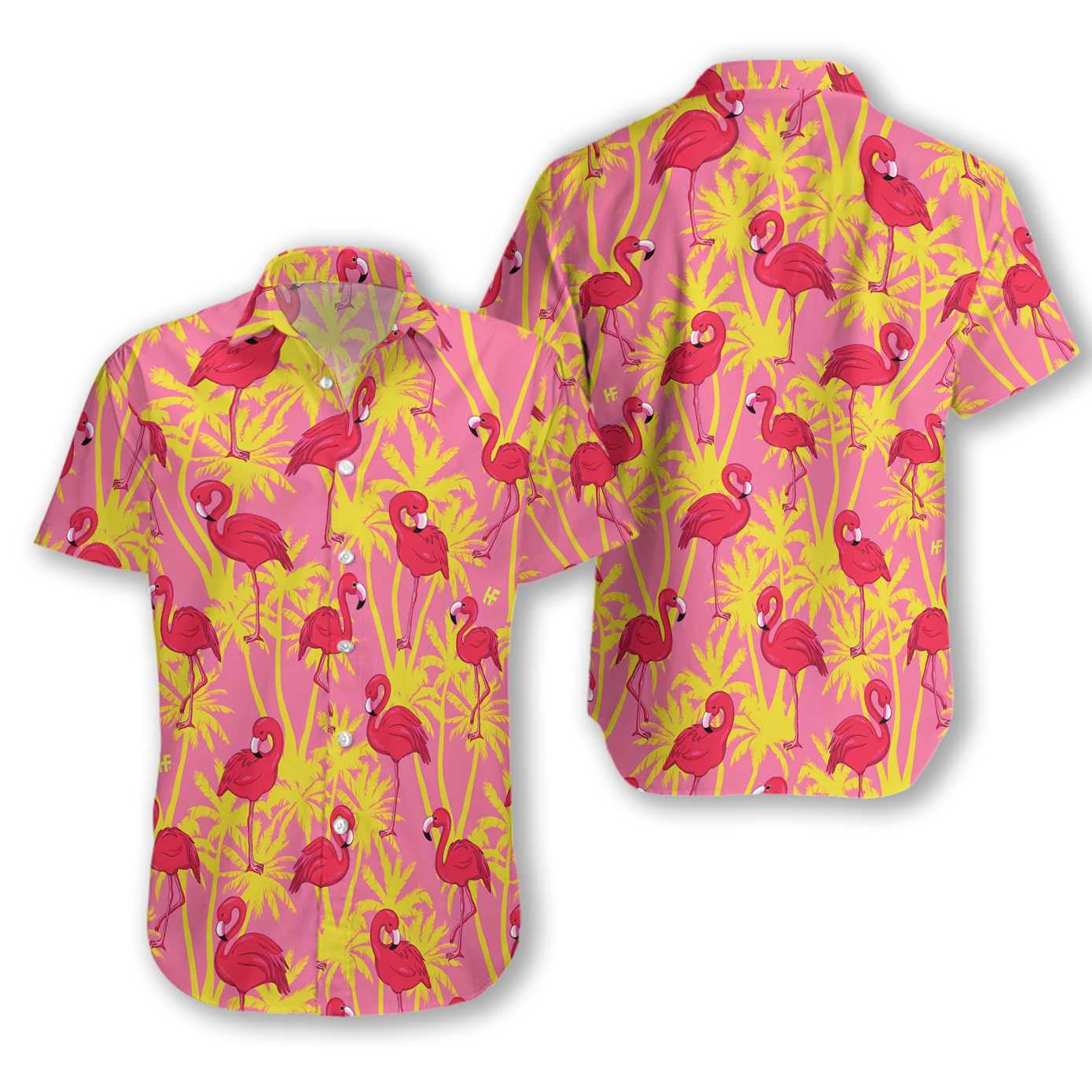 Flamingo On Pink Background Pattern Hawaiian Shirt, Hawaiian Shirt Gift, Christmas Gift
