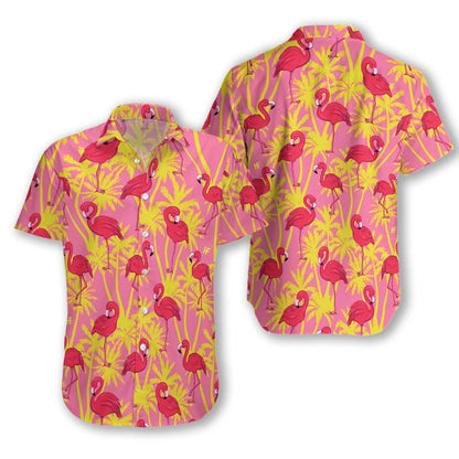 Flamingo On Pink Background Pattern Hawaiian Shirt, Hawaiian Shirt Gift, Christmas Gift
