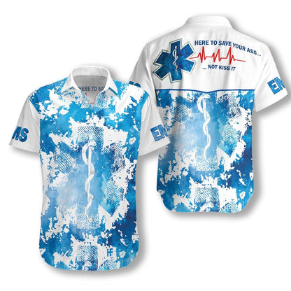 Amazing Design Hawaiian Shirt EMS Here To Save Your Ass, Hawaiian Shirt Gift, Christmas Gift
