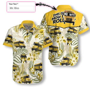 School Bus Driver With Hibiscus Custom Name Hawaiian Shirt, Hawaiian Shirt Gift, Christmas Gift