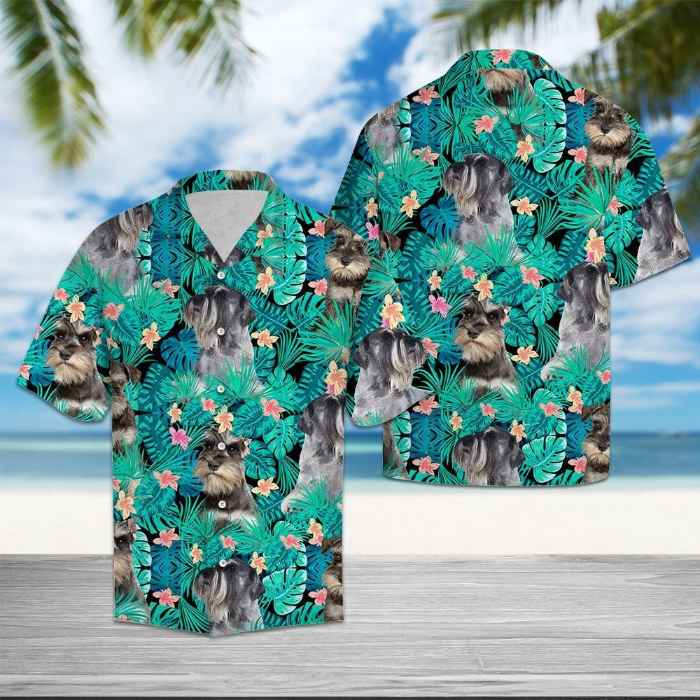 Miniature Schnauzer Mix Native Tropical Hawaiian Shirt,Hawaiian Shirt Gift, Christmas Gift
