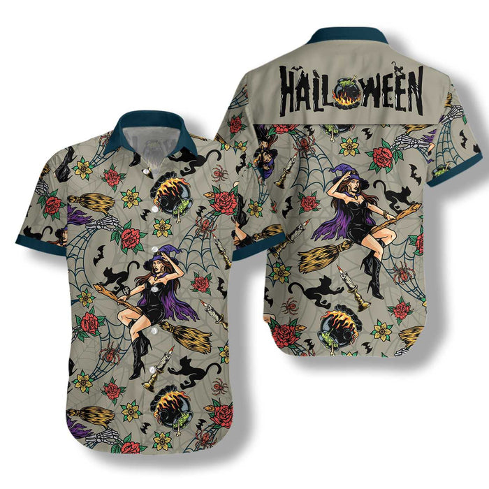 Awesome Halloween Witches Night Design Hawaiian Shirt, Hawaiian For Gift