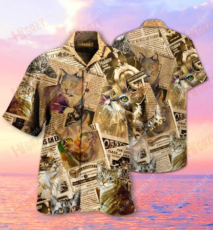Wanted Dead Or Alive Cats Unisex Hawaiian Shirt Summer Short Sleeve Best Hawaiian Shirts Hawaiian Shirt Pattern, Hawaiian Shirt Gift, Christmas Gift