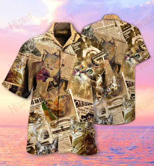 Wanted Dead Or Alive Cats Unisex Hawaiian Shirt Summer Short Sleeve Best Hawaiian Shirts Hawaiian Shirt Pattern, Hawaiian Shirt Gift, Christmas Gift