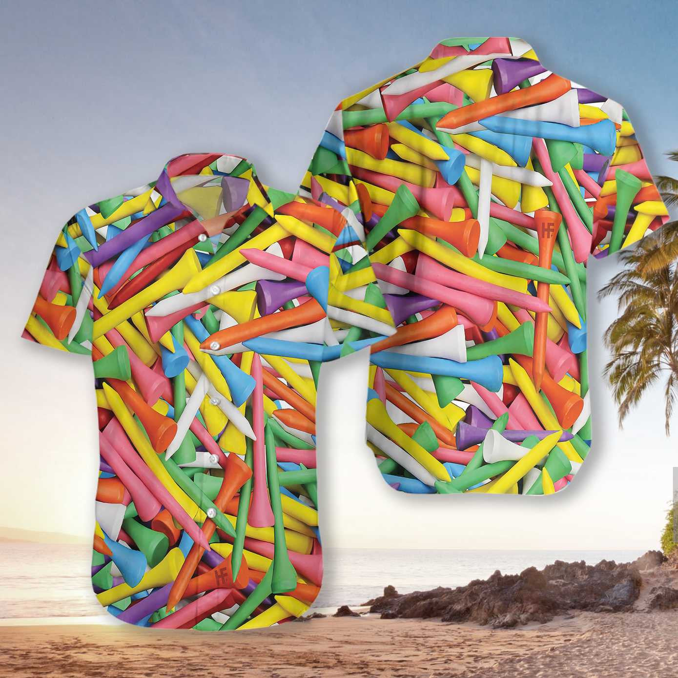 Modern Abstract Colorful Golf Tee Pattern Design Hawaiian Shirt, Hawaiian Shirt Gift, Christmas Gift