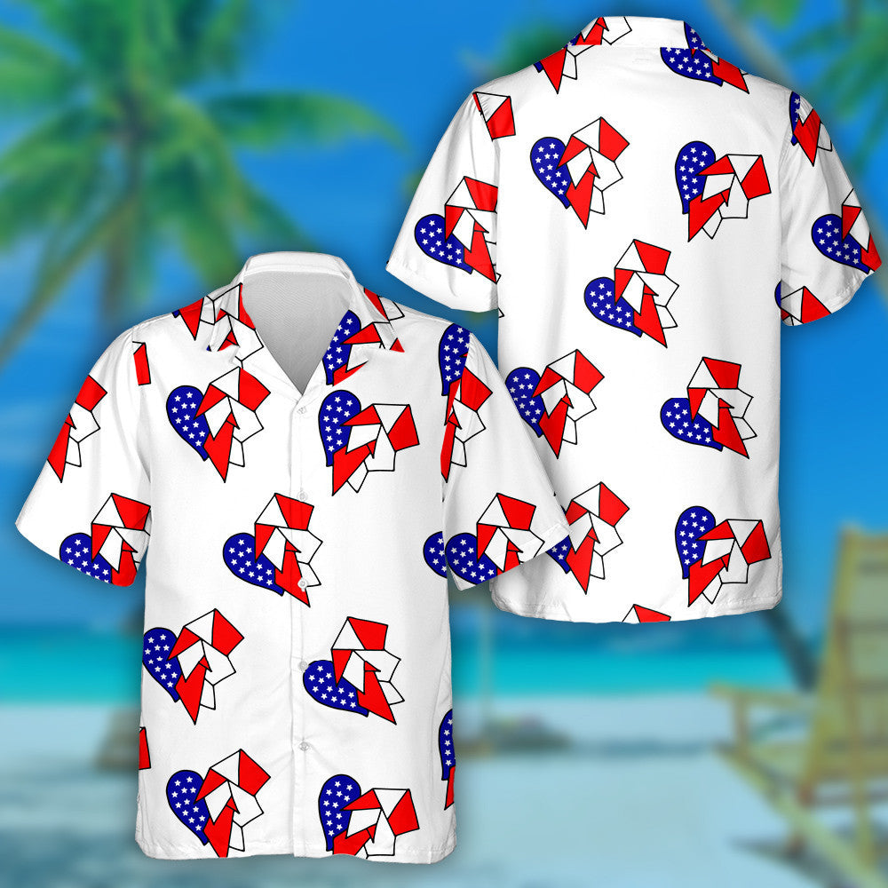Handmade Hearts With United States Of America Flag's Colors Hawaiian Shirt, Hawaiian Shirt Gift, Christmas Gift