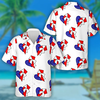Handmade Hearts With United States Of America Flag's Colors Hawaiian Shirt, Hawaiian Shirt Gift, Christmas Gift