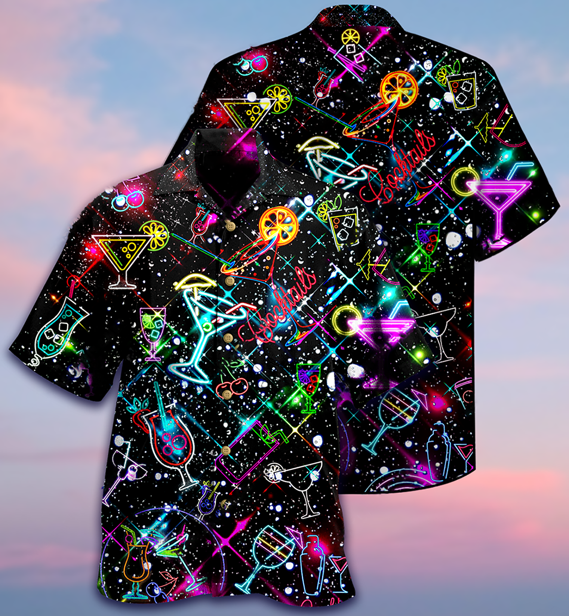 Cocktail Neon Love - Hawaiian Shirt, Hwaiian For Gift