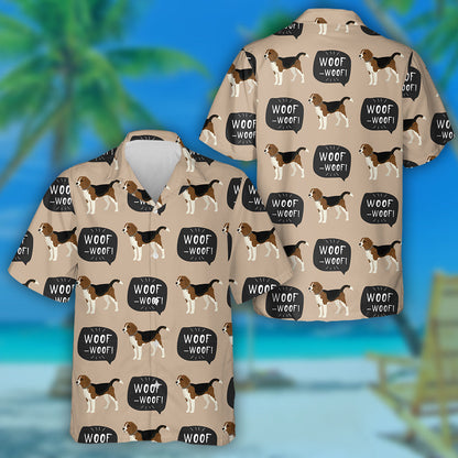Cartoon Dog Beagle With Hand Drawn Banner Hawaiian Shirt, Hawaiian Shirt Gift, Christmas Gift