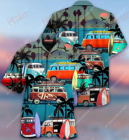Enjoy Your Vanlife Van Camping Unisex Hawaiian Shirt Ocean Short Sleeve Hawaiian Crazy Shirts Hawaiian Shirts For Women, Hawaiian Shirt Gift, Christmas Gift