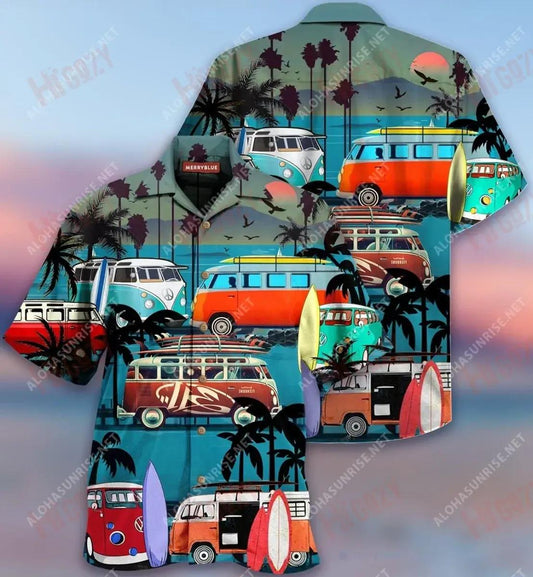 Enjoy Your Vanlife Van Camping Unisex Hawaiian Shirt Ocean Short Sleeve Hawaiian Crazy Shirts Hawaiian Shirts For Women, Hawaiian Shirt Gift, Christmas Gift