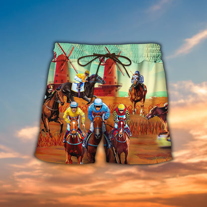 Classic Horse Racing Crazy Ornamental Hawaiian Shirt And Shorts, Hawaiian Shirt Gift, Christmas Gift
