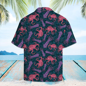 Amazing Octopus And Squid Pattern Hawaiian Shirt, Hawaiian For Gift