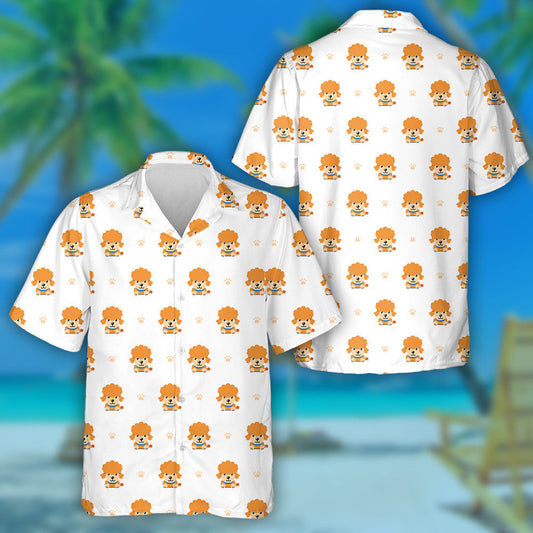 Cartoon Character Face Of Poodle Dog Hawaiian Shirt, Hawaiian For Gift