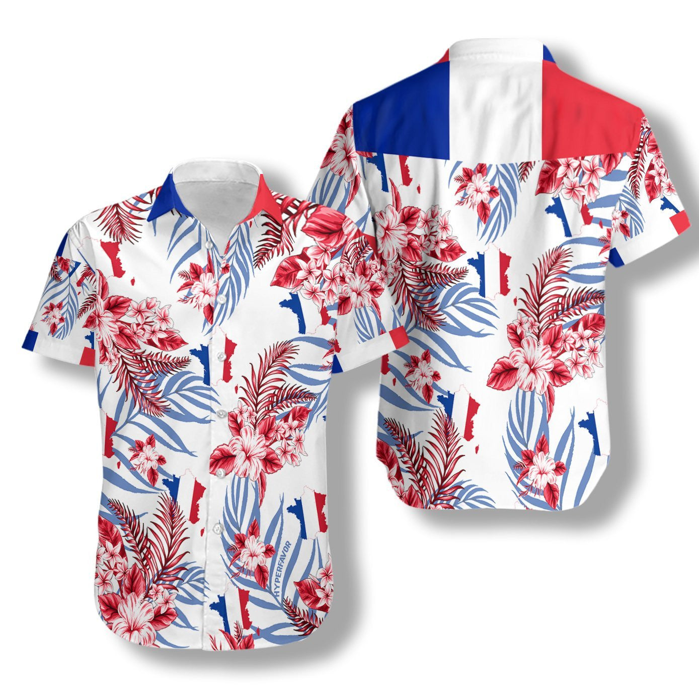 France With White Background Pattern Hawaiian Shirt, Hawaiian Shirt Gift, Christmas Gift