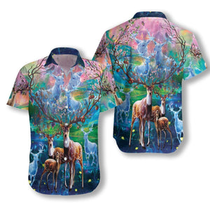 Amazing Deer In Jungle Pattern Hawaiian Shirt, Hawaiian For Gift