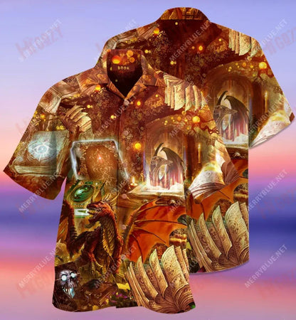 The Magical Dragon Books Short Short Sleeve Shirt Hobbies Hawaiian T Shirts Hawaiian Crazy Shirts Funny Hawaiian Shirts, Hawaiian Shirt Gift, Christmas Gift
